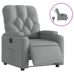 Elektryczny fotel rozkładany, jasnoszary, obity tkaniną
