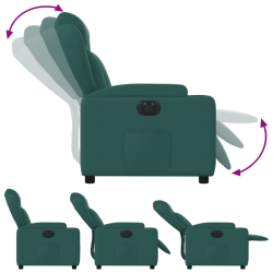 Elektryczny fotel rozkładany, ciemnozielony, obity tkaniną