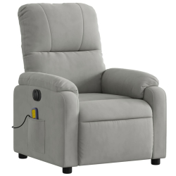 Rozkładany fotel elektryczny, masujący, jasnoszary, mikrofibra