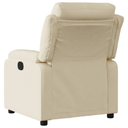 Elektryczny fotel rozkładany, kremowy, obity tkaniną