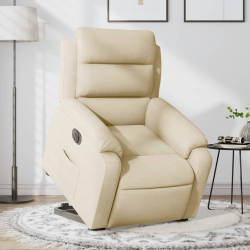Podnoszony fotel masujący, elektryczny, rozkładany, kremowy