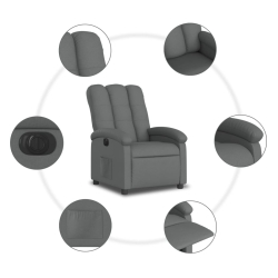 Elektryczny fotel rozkładany, ciemnoszary, obity tkaniną