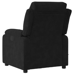 Rozkładany fotel masujący, elektryczny, czarny, aksamit