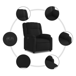 Elektryczny fotel rozkładany, czarny, obity tkaniną