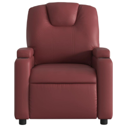Elektryczny fotel rozkładany, winna czerwień, sztuczna skóra