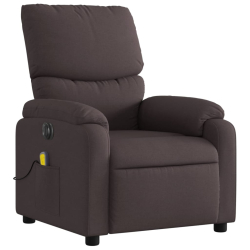Rozkładany fotel masujący, elektryczny, ciemny brąz, tkanina