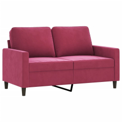 Sofa 2-osobowa, winna czerwień, 120 cm, tapicerowana aksamitem