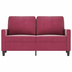 Sofa 2-osobowa, winna czerwień, 120 cm, tapicerowana aksamitem