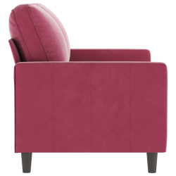 Sofa 2-osobowa, winna czerwień, 120 cm, tapicerowana aksamitem