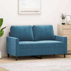 Sofa 2-osobowa, niebieski, 120 cm, tapicerowana aksamitem
