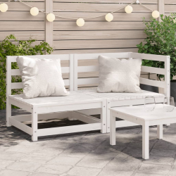 Sofa ogrodowa, 2-osobowa, biała, lite drewno sosnowe