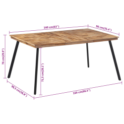 Stół ogrodowy, 169x98,5x76 cm, lite drewno tekowe