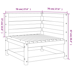 Ogrodowa sofa narożna, 70x70x67 cm, lite drewno sosnowe
