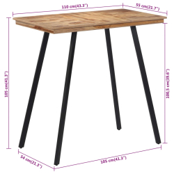 Stolik barowy, 110x55x105 cm, lite drewno tekowe
