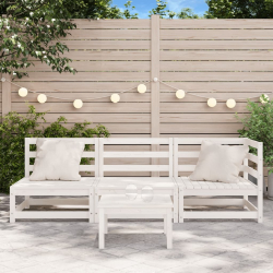 Ogrodowa sofa 3-osobowa, biała, lite drewno sosnowe