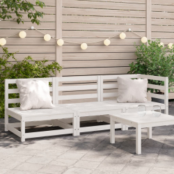 Ogrodowa sofa 3-osobowa, biała, lite drewno sosnowe