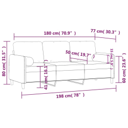 3-osobowa sofa z poduszkami, ciemnozielona, 180 cm, aksamit
