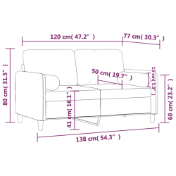 2-osobowa sofa z poduszkami, ciemnoszara, 120 cm, aksamit