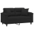 2-osobowa sofa z poduszkami, czarna, 120 cm, mikrofibra