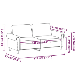 2-osobowa sofa, czarna, 140 cm, sztuczna skóra