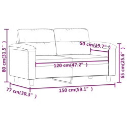 2-osobowa sofa, czarna, 120 cm, sztuczna skóra