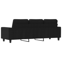 Sofa 3-osobowa, czarna, 180 cm, tapicerowana tkaniną