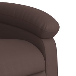 Podnoszony fotel rozkładany, brązowy, obity sztuczną skórą