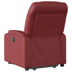 Podnoszony fotel rozkładany, winna czerwień, sztuczna skóra