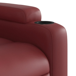 Podnoszony fotel rozkładany, winna czerwień, sztuczna skóra