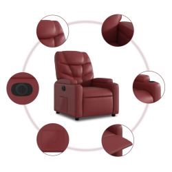 Rozkładany fotel pionizujący, elektryczny, bordowy, ekoskóra