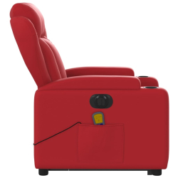 Rozkładany fotel pionizujący z masażem, elektryczny, czerwony