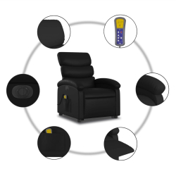 Rozkładany fotel pionizujący z masażem, elektryczny, czarny