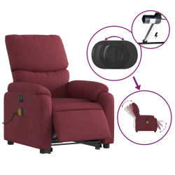 Podnoszony fotel masujący, elektryczny, rozkładany, czerwony