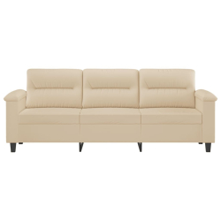 3-osobowa sofa, kremowa, 180 cm, tapicerowana mikrofibrą
