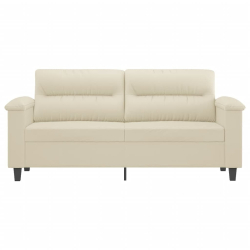 2-osobowa sofa, kremowy, 140 cm, sztuczna skóra