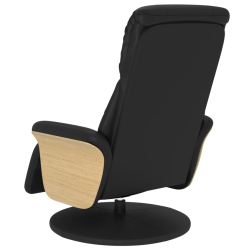 Rozkładany fotel z podnóżkiem, czarny, sztuczna skóra