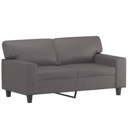 2-osobowa sofa z poduszkami, szara, 120 cm, sztuczna skóra