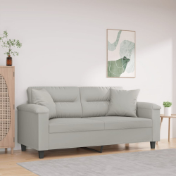 2-osobowa sofa z poduszkami, jasnoszara, 140 cm, mikrofibra