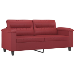 2-os. sofa z poduszkami, winna czerwień, 140 cm, sztuczna skóra