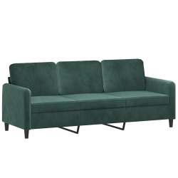 3-osobowa sofa z podnóżkiem, ciemnozielony, 180 cm, aksamit