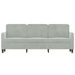 Sofa 3-osobowa, jasnoszara, 180 cm, tapicerowana aksamitem