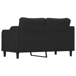 Sofa 2-osobowa, czarna, 140 cm, tapicerowana tkaniną