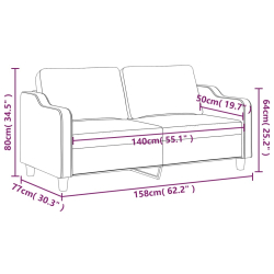 Sofa 2-osobowa, czarna, 140 cm, tapicerowana tkaniną