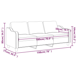 Sofa 3-osobowa, ciemnoszara, 180 cm, tapicerowana tkaniną
