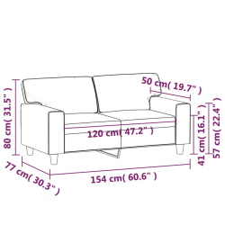 2-osobowa sofa, czarna, 120 cm, sztuczna skóra