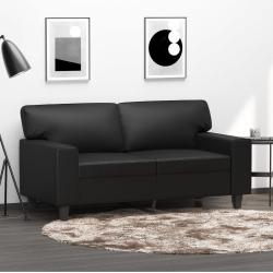 2-osobowa sofa, czarna, 120 cm, sztuczna skóra
