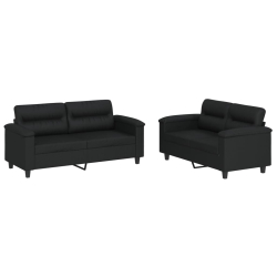 2-osobowa sofa z poduszkami, czarna, sztuczna skóra