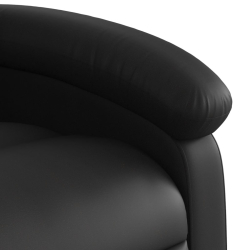 Podnoszony fotel masujący, rozkładany, czarny, ekoskóra
