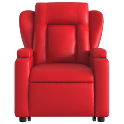 Podnoszony fotel masujący, rozkładany, czerwony, ekoskóra