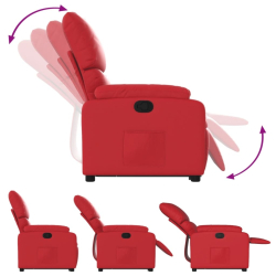 Podnoszony fotel rozkładany, czerwony, obity sztuczną skórą